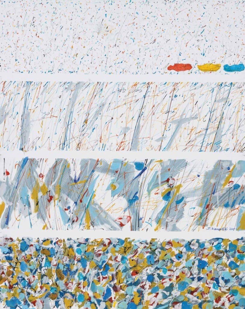 Dragan Karadžić, „Postupnost i zrenje“, akrilik i kombinovana tehnika na platnu, 150 x 120 cm, 2015.