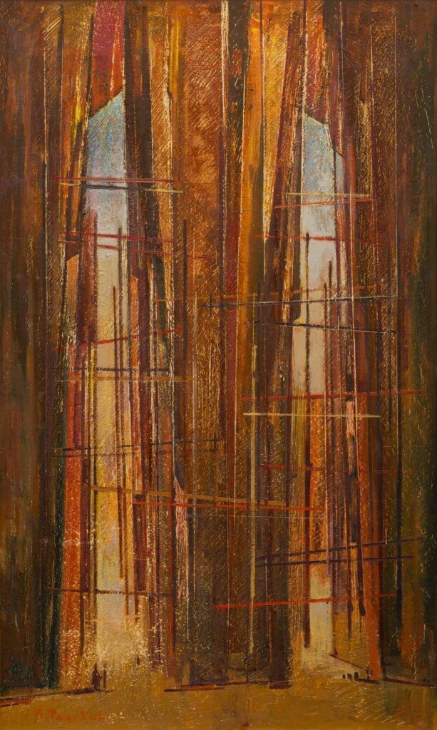 Vuko Radović, „Platije“, ulje na papiru, 120 x 73 cm, 1971.