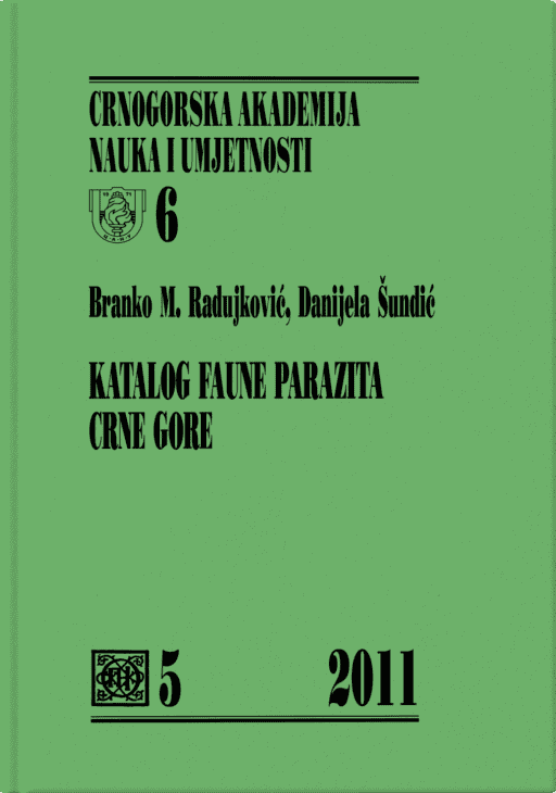 Branko M. Radujković, Danijela Šundić: Katalog faune parazita Crne Gore