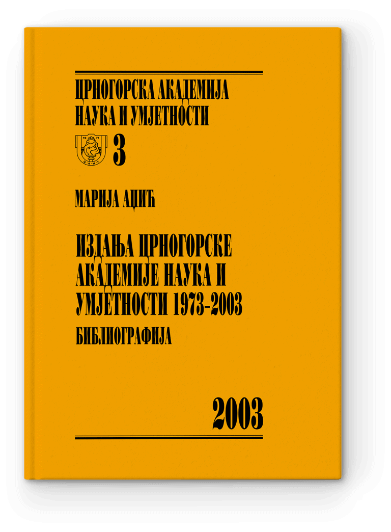 Marija Adžić: Izdanja CANU 1973–2003 — Bibliografija