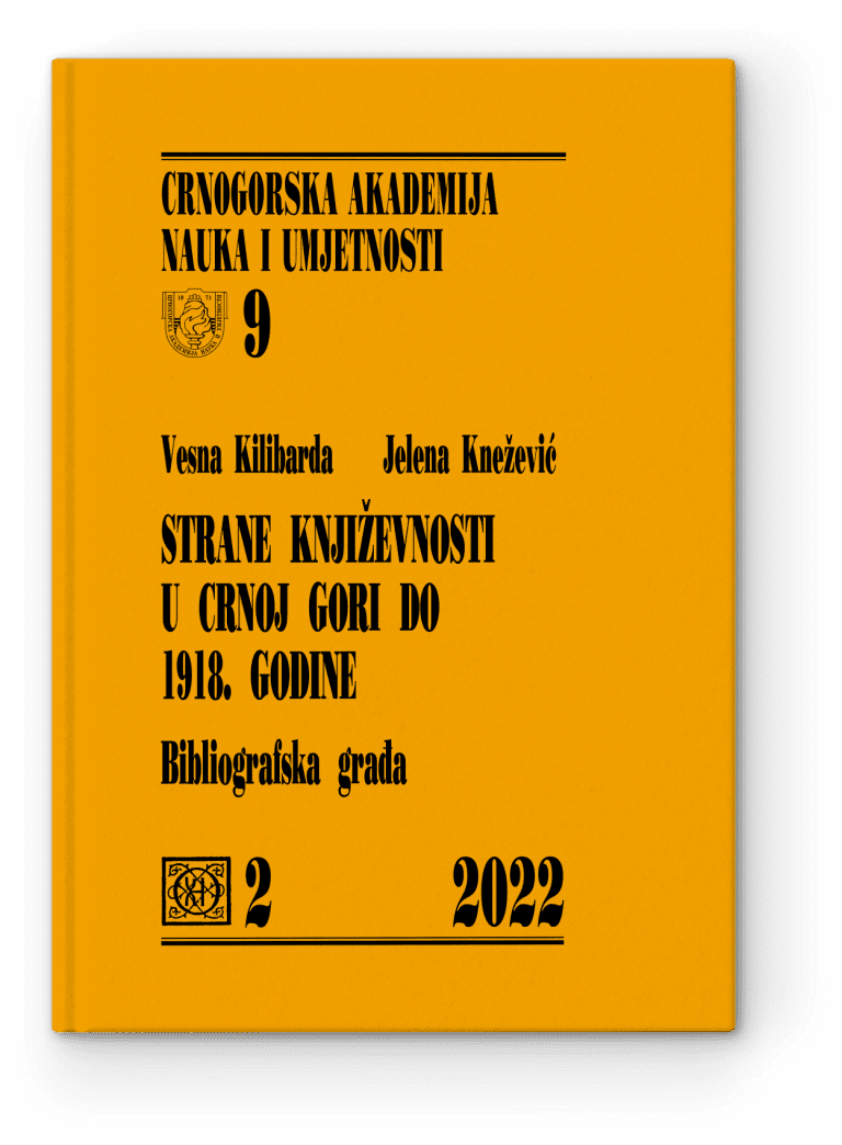 Vesna Kilibarda, Jelena Kneževic: Strane književnosti u Crnoj Gori do 1918. godine